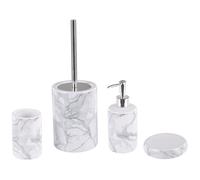 4-Piece Bathroom Accessories Set ARAUCO Ceramic Marble Effect White Marble