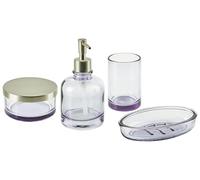 4-Piece Bathroom Accessories Set Glass Glamour Style Violet Telma