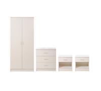 4 Piece Bedroom Furniture Set Wardrobe Chest Drawers 2 Bedside Table White