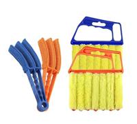 4-Piece Blinds Cleaner Set - 2x 7-Finger Dusting Brushes & 2x Deep-Cleaning Brushes - for Venetian Blinds, Window Slats, AC Vents - Reusable, Lightweight, Handheld Dust Remover Tool