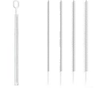4 Piece Bottle and Straw Cleaning Brush Set Long Stainless Steel Handles Nylon Bristles for Cups Lids and Straws 6 12mm Diameter Range