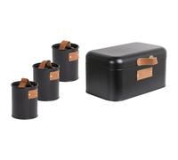 4 Piece Bread Bin and Canister Set REVERIE Iron Black