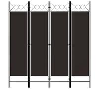 4-Piece Brown Fabric Room Divider with Powder Coated Iron Frame 160 x 180 cm Freestanding Foldable Privacy Screen Divider for Bedroom Living Room Office Decoration
