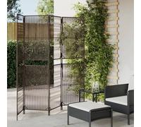 4-Piece Brown Poly Rattan Room Divider Foldable Freestanding 196 x 180 cm Privacy Screen Divider for Living Room Bedroom Office Indoor Outdoor