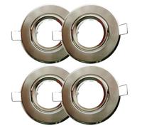 4-Piece Brushed MR11 Light Kit with 50mm 60mm Hole Recessed GU4 Satin Face Down Light Fixture Shell Accessories(Nickel Face)