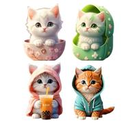 4 Piece Car Air Freshener with Christmas Cat Car Diffuser Ventilation Clip in Cat Shape Car Aromatherapy Diffuser in Cat Shape Air Freshener Ventilation Clip