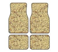 4-Piece Car Floor Mats, Auto Floor Rugs, Decorative Front & Rear Vehicle Foot Rugs, Non-Slip Vehicle Foot Carpet Mats for Trucks SUV Car Treasure Maze