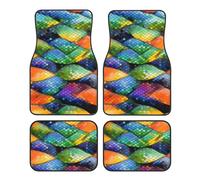 4-Piece Car Floor Mats, Auto Floor Rugs, Decorative Front & Rear Vehicle Foot Rugs, Non-Slip Vehicle Foot Carpet Mats for Trucks SUV Car Rainbow Fish Scale