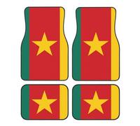 4-Piece Car Floor Mats, Auto Floor Rugs, Decorative Front & Rear Vehicle Foot Rugs, Non-Slip Vehicle Foot Carpet Mats for Trucks SUV Car Flag of Cameroon