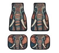 4 Piece Car Floor Mats Set Waterproof Abstract Elephant Automotive Carpet Universal Fit All-Weather Protection for Trucks Suvs Vans Sedans Non-Slip Rubber Backing & Reinforced Edge
