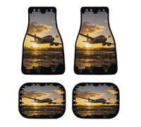 4 Piece Car Floor Mats Set Waterproof Airplane Puzzle Automotive Carpet Universal Fit All-Weather Protection for Trucks Suvs Vans Sedans Non-Slip Rubber Backing & Reinforced Edge