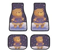 4 Piece Car Floor Mats Set Waterproof Bear Standing in The Snow Automotive Carpet Universal Fit All-Weather Protection for Trucks Suvs Vans Sedans Non-Slip Rubber Backing & Reinforced Edge