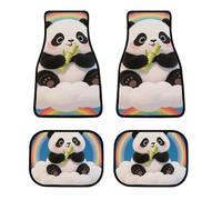 4 Piece Car Floor Mats Set Waterproof Cloud Rainbow Panda Automotive Carpet Universal Fit All-Weather Protection for Trucks Suvs Vans Sedans Non-Slip Rubber Backing & Reinforced Edge