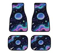 4 Piece Car Floor Mats Set Waterproof Starry Cosmos Automotive Carpet Universal Fit All-Weather Protection for Trucks Suvs Vans Sedans Non-Slip Rubber Backing & Reinforced Edge