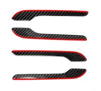 4 Piece Carbon Fiber Style Door Handle Cover Kit for Tesla For Model 3 and For Model Y Exterior Enhancement and Visual Upgrade (Carbon fiber red)