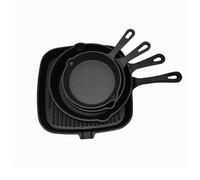 4-Piece Cast Iron Skillet Set - Pre-Seasoned Grill & Frying Pans for Steak, Eggs, and Cooking - Compatible with All Stoves (14cm, 16cm, 20cm, 24cm)