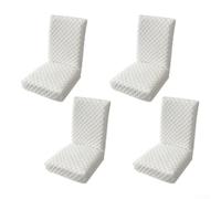 4 piece chair cover set featuring diamond pattern for enhanced dining area elegance and spill protection (White)