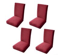 4 piece chair cover set featuring diamond pattern for enhanced dining area elegance and spill protection (Red)