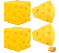 4-Piece Cheese Squishy, Cheese-Shaped Kneading Toy Set, 2 Square & 2 Triangular Models, Soft and Reshapable, Stress Relief, Handy Size for Everyday Relaxation on the Go