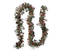 4-Piece Christmas Decoration Garland Set 2m Red and Green Striped Design Featuring Snowman Candy Biscuit-Man and Santa Claus for Tree Wreath Fireplace Staircase Indoor Festive Ornament
