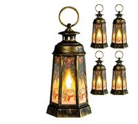 4-Piece Christmas Decoration Lanterns, LED Christmas Lanterns, Illuminated Christmas Lanterns, Illuminated Christmas Decorations for Indoors and Outdoors (Bronze, Snowman)