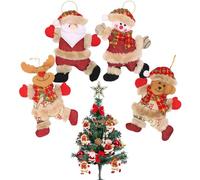 4-Piece Christmas Decorations - Hanging Tree Ornaments with Santa Claus & Reindeer Theme for Home Holiday Party