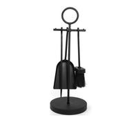 4 Piece Circle Handle All Black Metal Companion Set Practical Fireside Tool Set - Fire201