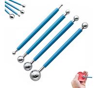 4 Piece Clay Sculpting Tools Kit, Double-Ended Metal Ball Tools Stylus Cake Decoration Modeling Tools Set, Wax Carving Tools Embossing Tools