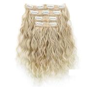 4-Piece Clip-in Wavy Hair Extensions 30cm Short Curly Hair Multiple Clips Deep Brown/Black/Brown Gold Colors Natural Volume(Gold-27T613#)