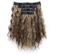 4-Piece Clip-in Wavy Hair Extensions 30cm Short Curly Hair Multiple Clips Deep Brown/Black/Brown Gold Colors Natural Volume(Brown gold-9H24#)