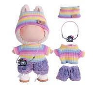 4-Piece Clothes for labubu Fashion Doll Clothes Set，for 15cm/17cm Dolls (NO Doll) Stylish Outfits with Matching Accessories, Birthday Gifts for Girls Boys Collectors (Style 3)