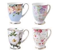 4 Piece Coffee Cups Set - Bone China Coffee Mug Tea Cup - 11 oz/312 ml - Gift for Mom Friends