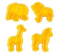 4 Piece Cookie Cutters Set 3D Animal Theme Pastry Embossing Cutters Fondant Biscuit Mould Cheese Cake Mold Baking Pastry Tools DIY Baking Mold Elephant/Giraffe/Lion/Zebra Cookie Cutters