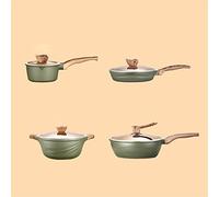 4-Piece Cookware Set Maifan Stone Non-Stick Pot Soup Pot Pan Frying Pan Household Kitchen Utensils Pot Set (Argento As The Picture Shows)