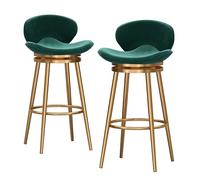 4-Piece Counter Stools Set with Swivel and Low Backrest, Velvet Upholstered Barstool Chairs for Kitchen Island & Home Bar - White (65cm Seat Height)
