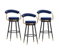 4-Piece Counter Stools Set with Swivel and Low Backrest, Velvet Upholstered Barstool Chairs for Kitchen Island & Home Bar - White (1pc Seat Height 65cm)