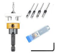 4-Piece Countersink Drill Bit Set, Countersink with Depth Stop, Countersink Wood Drill Bit with 1/4 Inch Hex Shank, Made of HSS-M2, Precise Drills, for Wood Processing