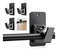 4 Piece Curtain Rod Holders No Drilling, No Drill Curtain Pole Holders, Self-Adhesive Curtain Rod Holders, Multi-Purpose Curtain Rod Hooks Without Nails for Bathroom and Living Room