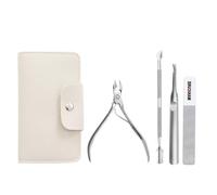4-Piece Cuticle Remover Tool Set - Stainless Steel Cuticle Cutter, Pusher, Nippers & Glue Remover - Professional Manicure Kit for Home & Salon Use