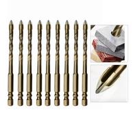 4-Piece Diamond Brazed Dry Core Drill Bit Set for Tiles, Marble, Granite & Masonry - -Coated Carbide Tips, Cross-Hexagonal Design (8+10+12+14)