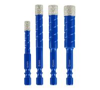 4-Piece Diamond Vacuum Brazed Hex Shank Drill Bit Set for Marble, Granite, Tile & Glass - 6mm, 8mm, 10mm, 12mm (6 mm Shank)