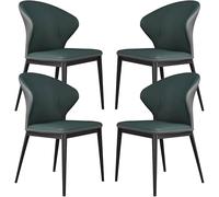 4 Piece Dining Chair Set Microfiber Leather for Bedroom & Balcony Elegant Dark Green & Dark Grey Upholstered Chairs Modern Comfortable Seating for Home & Dining Room