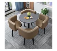 4-Piece Dining Set with 4 Chairs and Table - Brown Indoor/Outdoor Combination for Kitchen, Balcony, Living Room - Center Table 60x60x75cm