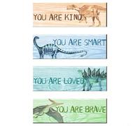 4-Piece Dinosaur Wall Sticker Set For Children's Space Decoration, PVC Decals Featuring Dinosaur Art And Encouraging Messages For Homes And Facilities