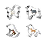 4-Piece Dog Cookie Cutter Set - Stainless Steel Border Collie, Labrador, Poodle, and Sheltie Shaped Puppy Cutters for Baking Treats and More