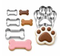 4 Piece Dog Cookie Cutter Set, Stainless Steel Paw and Bone Biscuit Molds for Baking Homemade Treats, Heavy Duty Puppy Snack Shapes for DIY Fondant and Pastry, 3 Sizes Bone with 1 Paw Shape