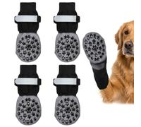 4-Piece Dog Paw Protectors, Glow in The Dark Dog Socks with Star Print, Dog Socks Paws Stop Licking，Dog Shoes For Injured Paws，Luminous Pet Socks for Night Walking and Indoor Wear, Size Medium