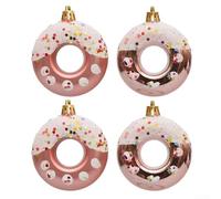 4 Piece Donut For Christmas Ornaments, Plastic Holiday Decor for Creating Festive Atmosphere at Home and Office (Rose gold)