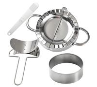 4-Piece Dumpling Maker Set, Small 7.5 cm Pie Maker with Dough Cutter and Rolling Pin, Complete Kit for Making Dumplings and Meat Pies, 22.7 x 19.6 x 5.5 cm