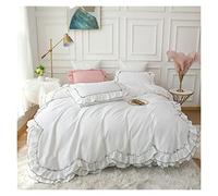 4-piece Duvet Cover Set, Solid Color Cotton Ruffled Bed Skirt, Retro Farmhouse Style Bedding, Suitable For 1.5/1.8/2.5m Beds (2m King Size 4pcs)